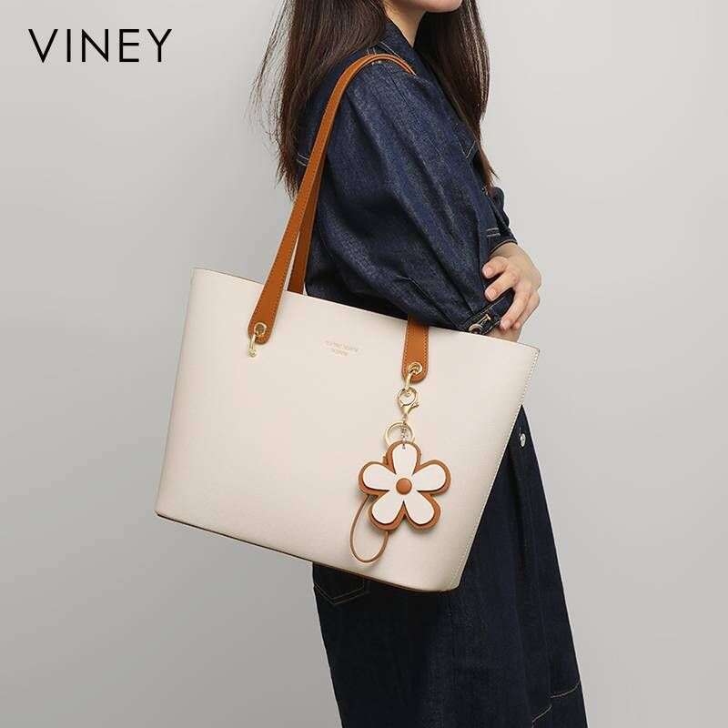 VINEY Summer New Women's Bags Commuter Genuine Leather Tote Bag Large Capacity Handbag