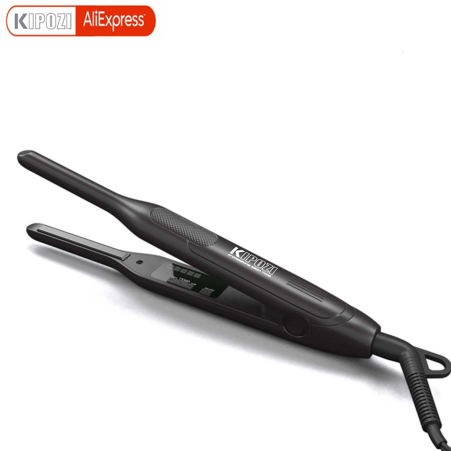 Kipozi Titanium Small Hair Straightener Short Hair Pixie Cut Titanium Dual Voltage Flat Hair Iron Thin Pencil Beard Straightener W250814