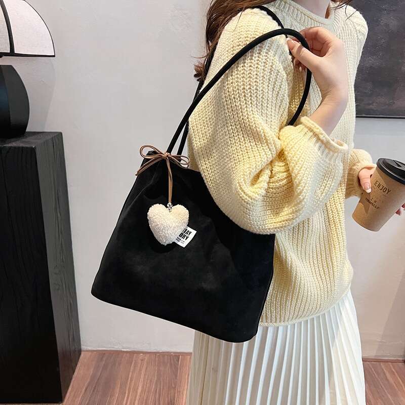 Suede Underarm for Women 2025 New Large Capacity Matte Bucket Korean Style Simple Versatile Shoulder Bag