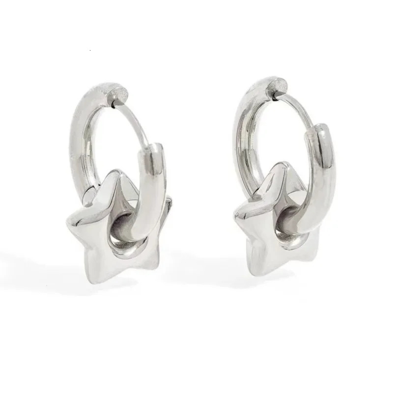 Tarnish Free Stainless Steel Y2K Chunky Star Hoops Hypoallergenic Alt Goth Punk Edgy Earrings for Women Girls Jewelry 250812