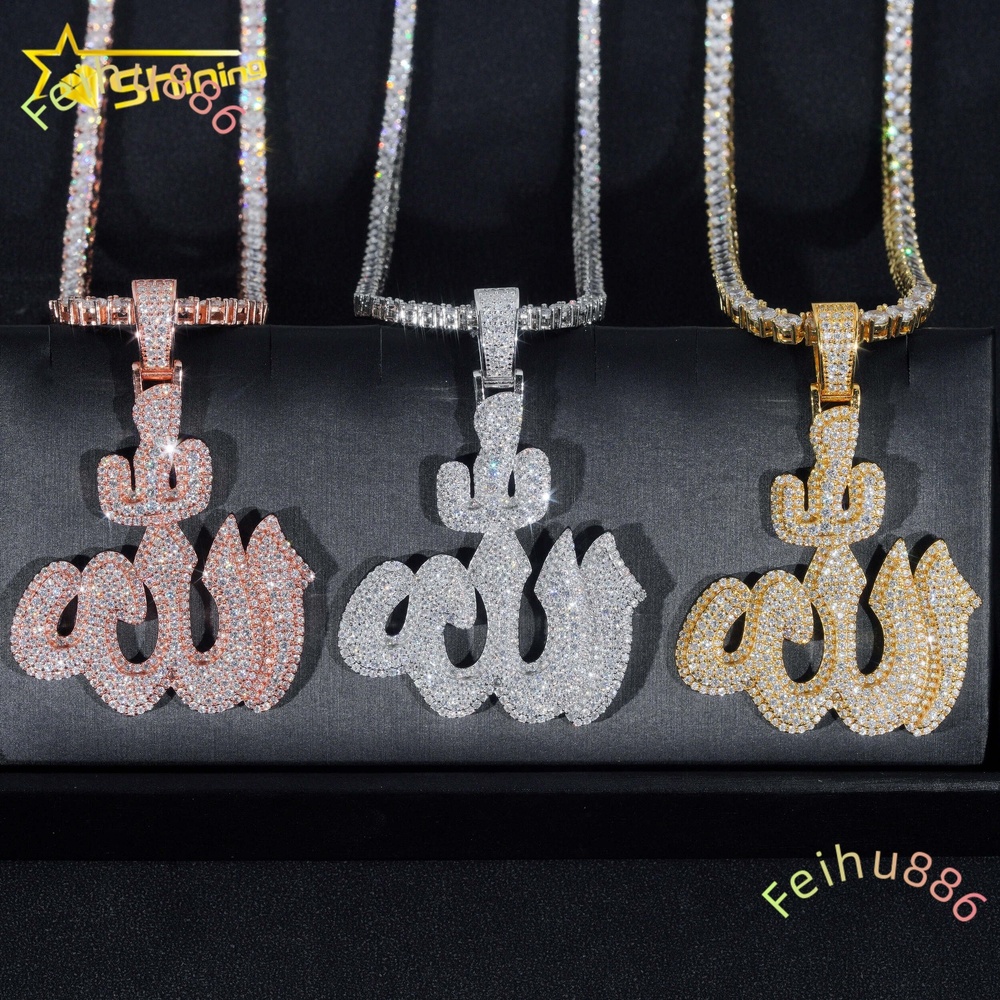 GRA Fine Jewelry 925 Sterling Silver Gold Plated Diamond Iced Out Hip Hop Jewelry Custom Moissanite Pendant Allah Pendant