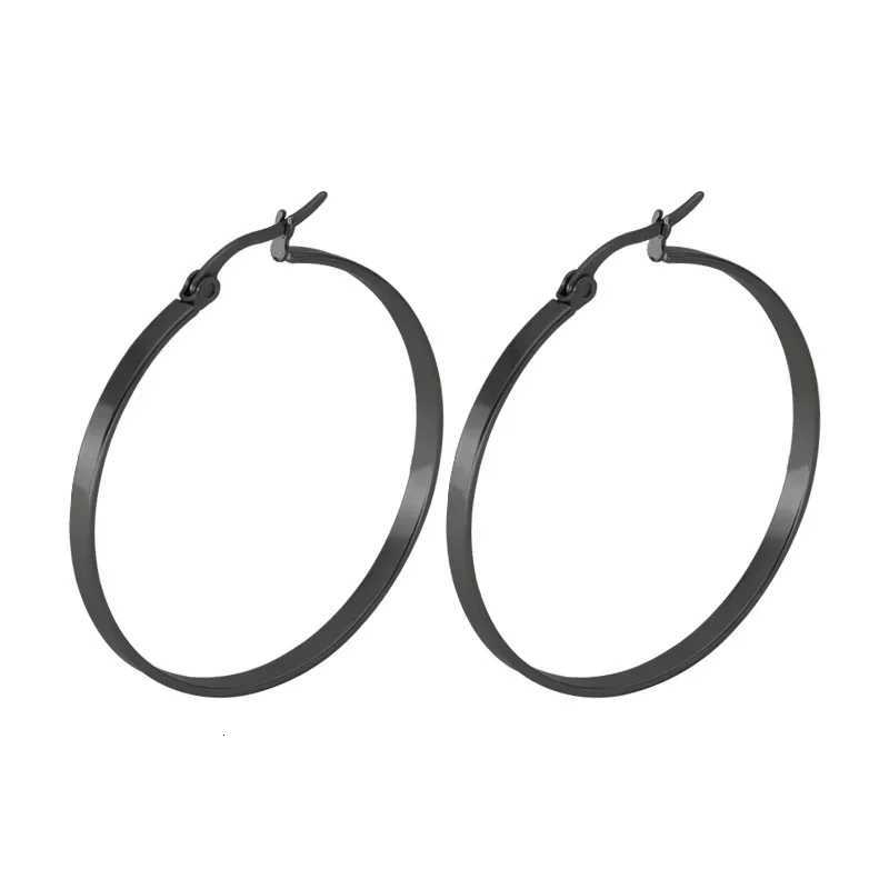 Stainless Steel Hoop Earrings For Women Big Round Circle Hoop Earring Pop Fashion Ear Piercing Jewelry Black/Silver Color XJ250814