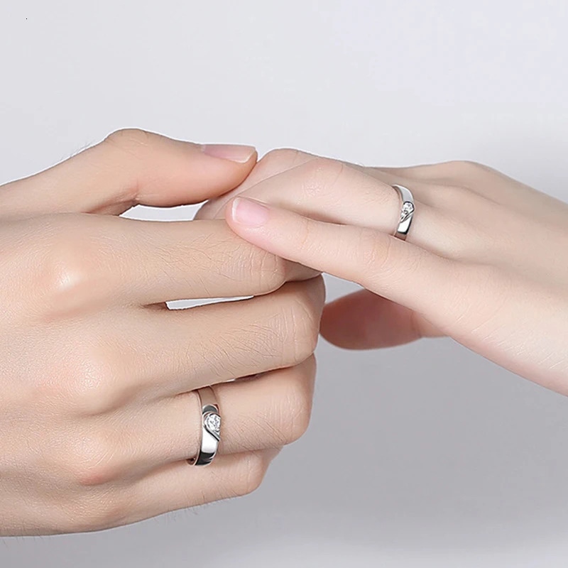 2PCS Sterling Silver Matching Bands Eternal Love Couples Rings Trendy Lady Wedding Proposal Birthday And Valentines Day Gift 250811