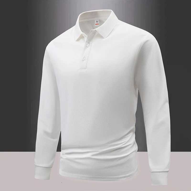 Autumn Mens Polo Shirts Casual Long Sleeve Mens Solid Color Business Shirts Fashion Spring Streetwear Polo Collar T Shirt Men XJ250804