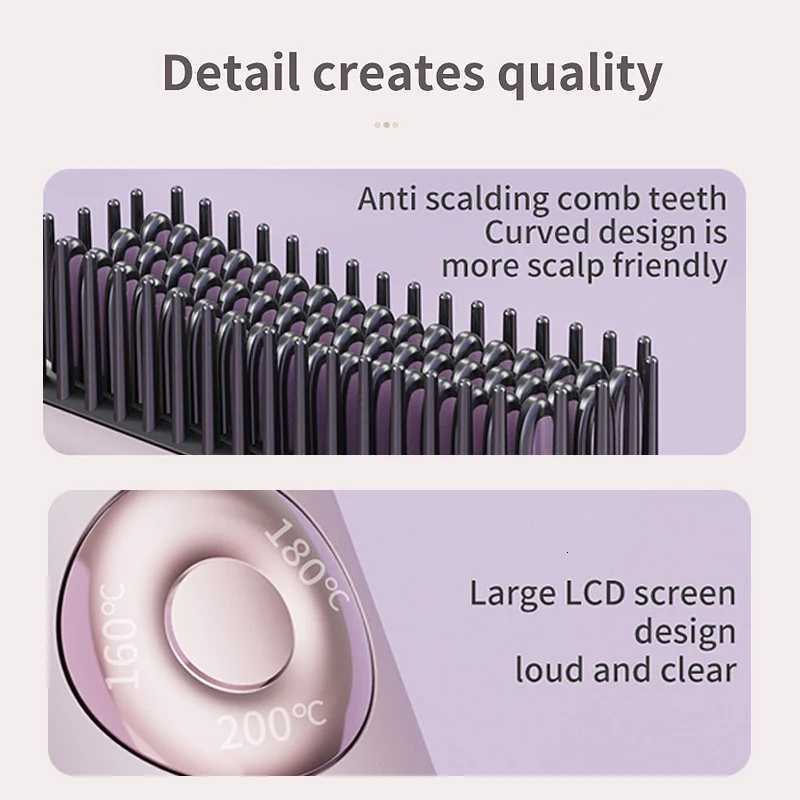 Portable Professional Hair Straightener Hot Cold Air 2-in-1 Hair Salon and Home Hair Care Styler Hair Straightening Brush W250814