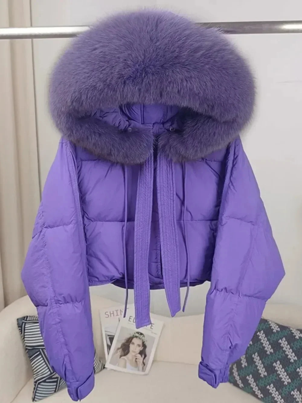 Winter Women Jacket Detachable Fox Fur Raccoon Fur Collar Hooded Thick Warm Duck Down Loose Streetwear Outerwear 250811