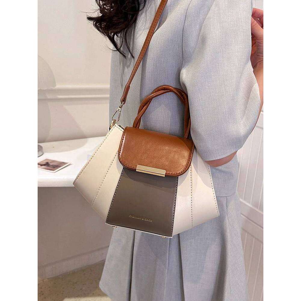 Color-Block Handbag for Women 2025 Spring/Summer Niche Design Versatile NEW free shipping Small Square High-Quality Texture Shoulder Bag