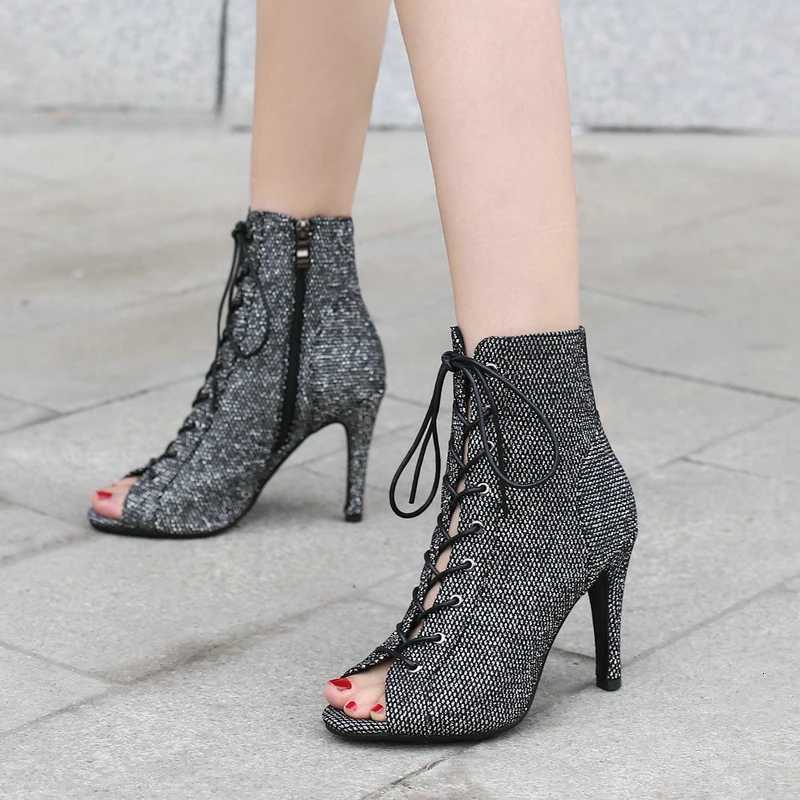 Summer Womens High-Quality Fashion Sandals Sexy High Heels Open-Toe Zipper Comfortable Indoor Jazz Dance Heels Shoes for Ladies W250814