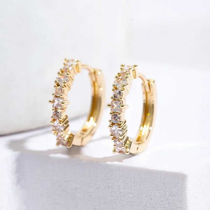 Luxury Stainless Steel Colorful Zircon Hoop Earrings for Women Fashion Korean Huggie Earrings Wedding Jewelry Womens Earrings XJ250814