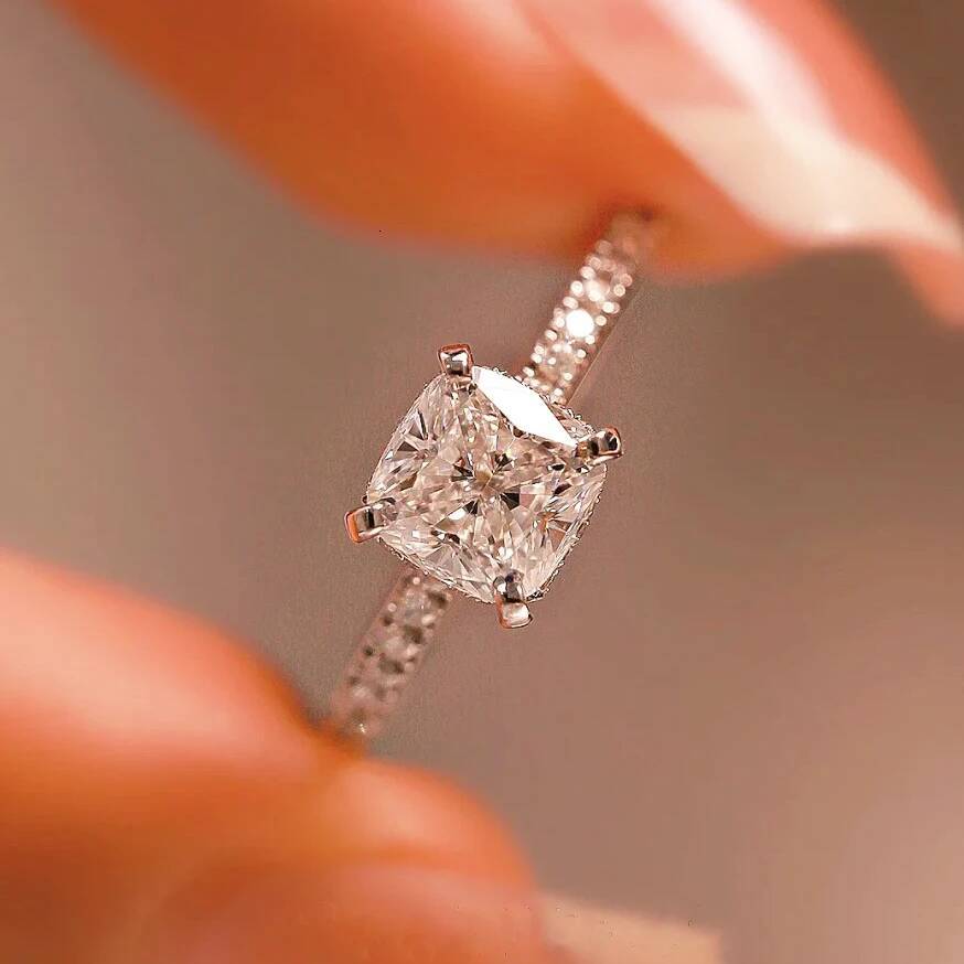 BXINY 1/2/3CT Cushion Cut Moissanite Ring 925 Sterling Silver GRA Certified Lab Diamond For Women Wedding Band Fine Jewelry Gift