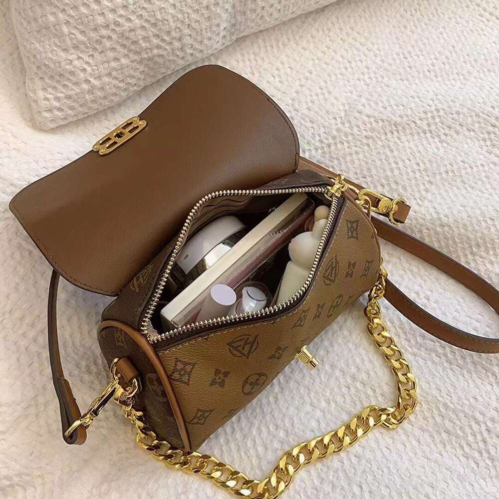 Designer Bag Luxury Bag Fashion Print Crossbody - Stylish PVC Shoulder Purse With Chain Strap, Trendy Casual Handbag Shoulder Bag Women Brown/Contrast
