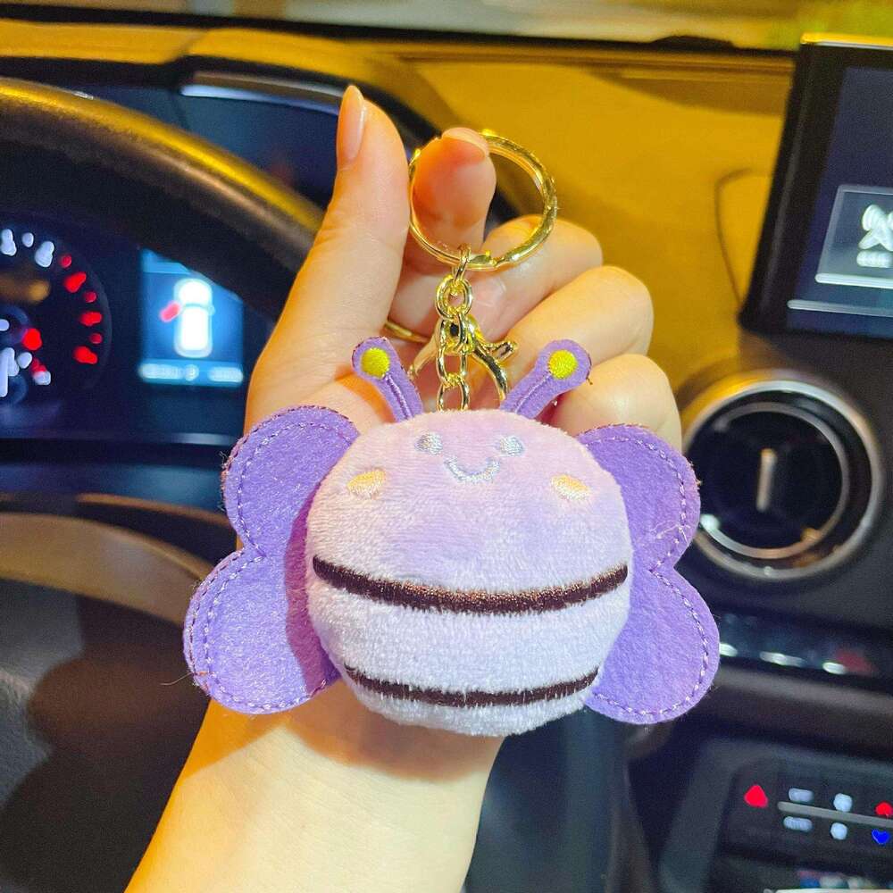 Cartoon Plush Cute Little Bee Keychain Doll Pendant Clothing Bag Accessories Brooch Decoration