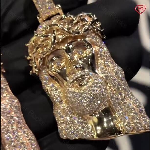 Hip Hop VVS Moissanite Pendant Jesus Iced Out 925 Sterling Silver Rapper Custom Moissanite Pendant