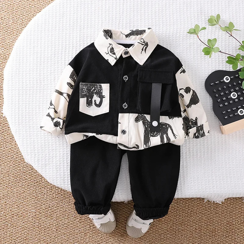 Spring Autumn Baby Clothes Suit Children Jacket Pants 2Pcs/Sets Kids Boys Clothing Infant Cartoon Costume Toddler Tracksuits 250813