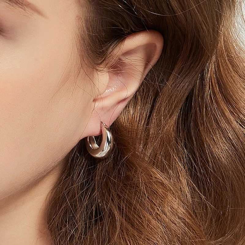 VENTFILLE 925 Sterling Silver Chunky Hoop Earrings for Women Geometric Circle Punk Ear Jewelry Party Gifts 2023 New Dropshipping XJ250814