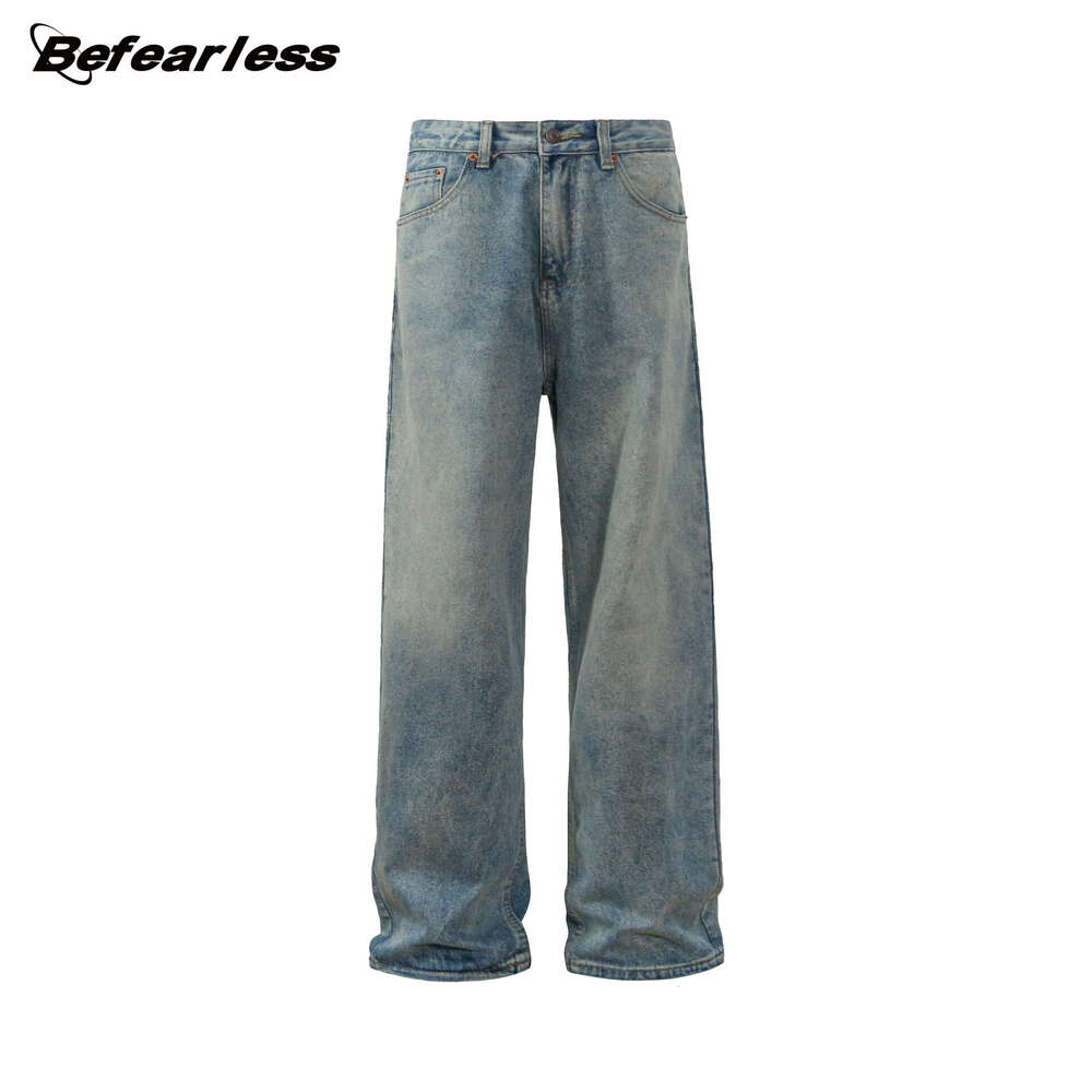 American Washed Jeans Unisex Loose Wide-Leg Pants Trendy Brand B5