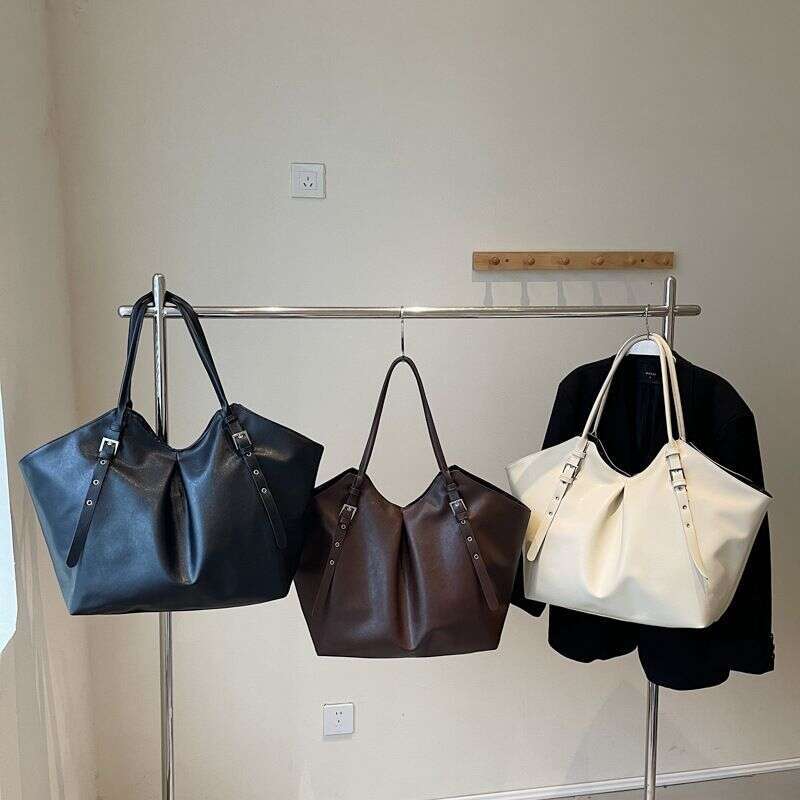 Bags Large Capacity Pleated Tote Women's New Simple Casual Retro Handbag Fashion Underarm Shoulder Bag