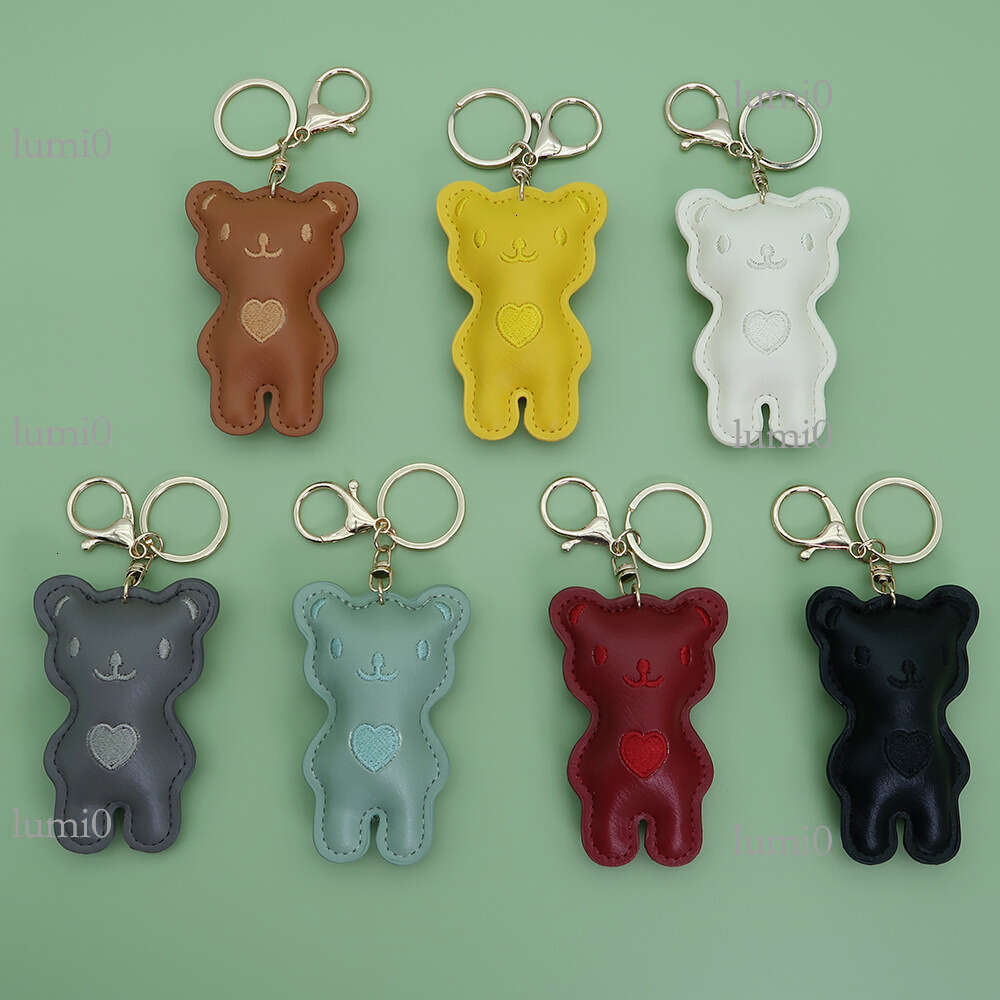 Embroidered Heart Bag Pendant Standing Bear Leather Backpack Creative PU Couple Keychain Versatile