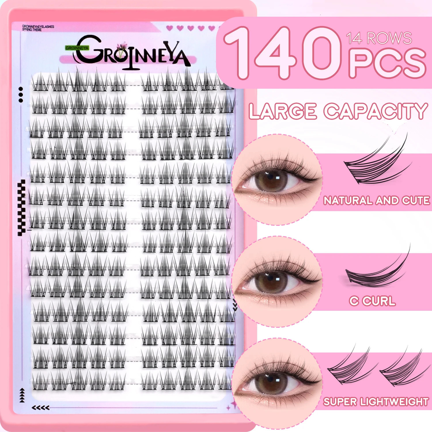 GROINNEYA DIY Lash Clusters Manga Eyelashes Multi Styles Natural Look False Professional Makeup 250811