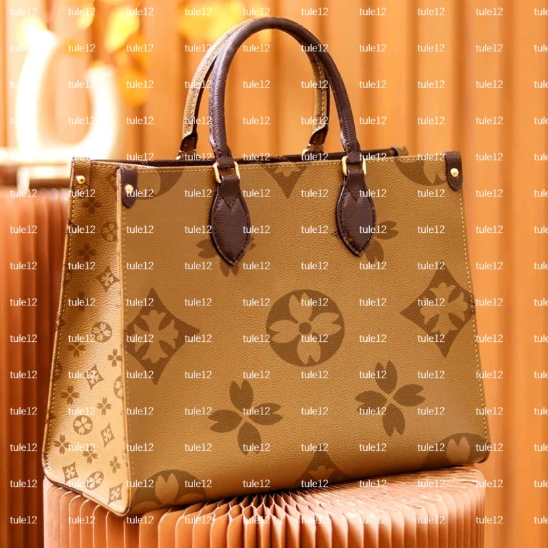 New Must have COW LEATHER designer handbag onthego Womens crossbody shoulder bag mirror quality Luxury high capacity shopping bag leather bag Luxury Tote wallet 12A