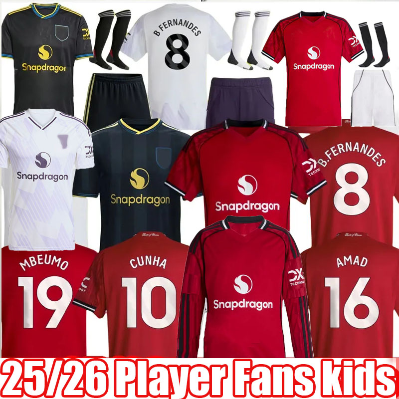25 26 Manchest er United Soccer Jerseys GARNACHO HOJUND MARTINEZ CASEMIRO football shirt B. FERNANDES men kids kits MAINOO ZIRKZEE AMAD YORO Onana 16-28 3X