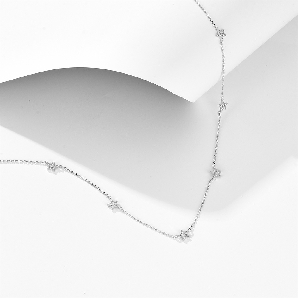 Minimalist Fashion Niche Design S Pure Sier Gold-Plated Star Pendant Necklace for Women Versatile High-End Neck Chain Jewelry for Women