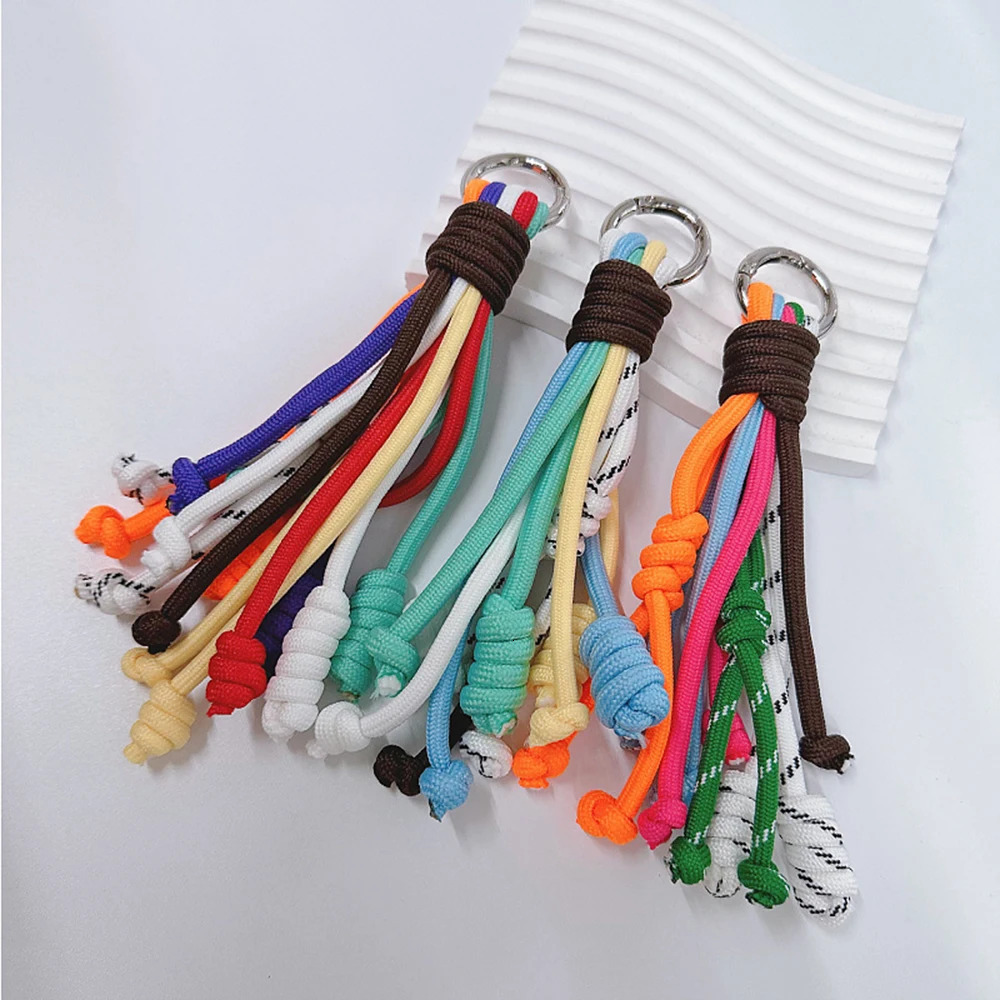 Korean Stylish Rainbow Rope Pendant Chain Jewelry Strap Handmade Landyard Accessrioes Keyring Bag Women Phone Hanging Cord Gift 250813