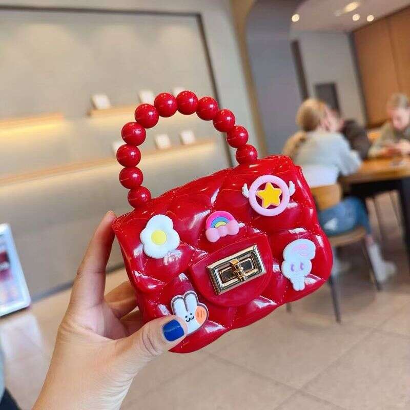 Children's Cute Cartoon Jelly Girls Silicone Coin Purse Messenger Bag Little Girl Mini Pearl Handbag
