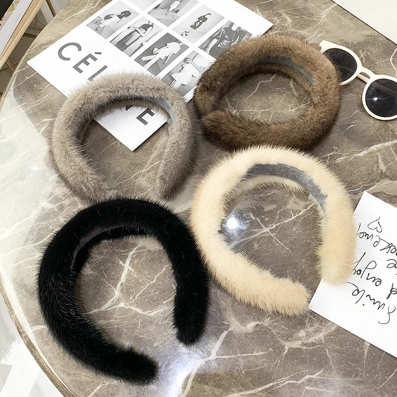 2025 Women winter 100% Real Mink Fur Headbands High Quality Real Fur Hair Band Lady Fashion Hair Hoop Furry Gift250812