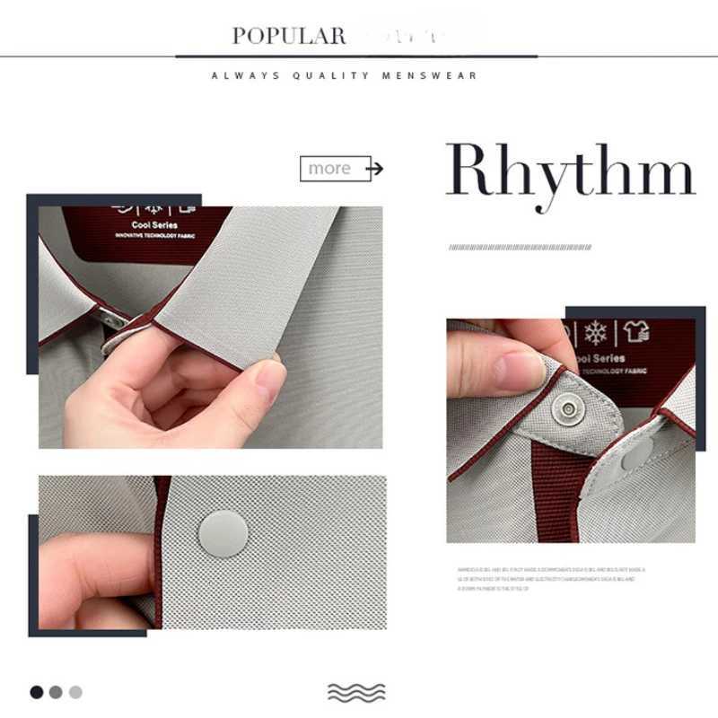 2025 Mens Polo Shirt Contrast Collar 7A Antibacterial UPF50+ UV Instant Cooling Seamless Business Office WearXJ250804