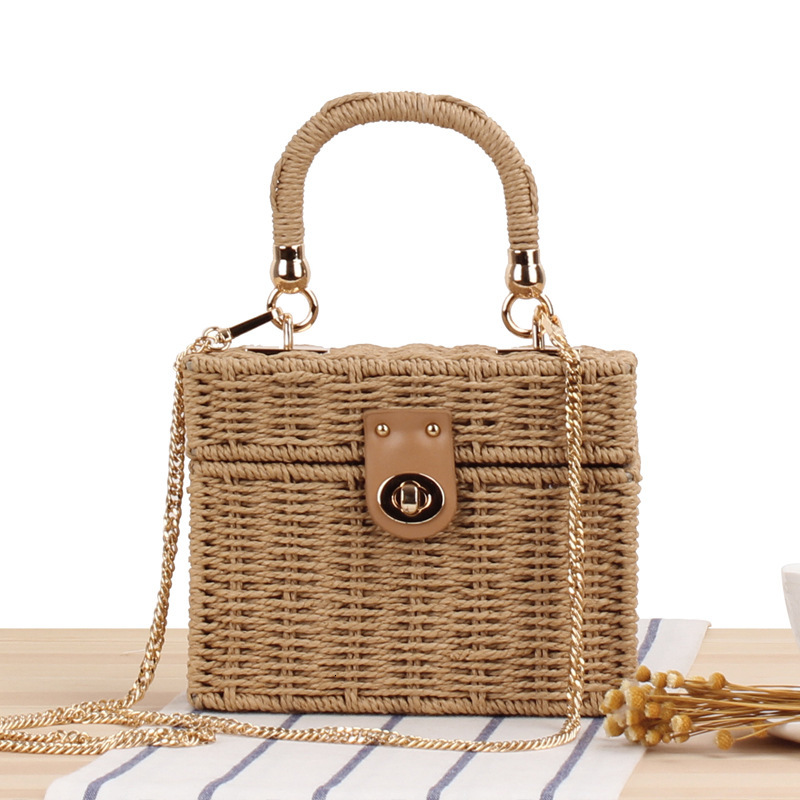 Luxury Brand Designer Bag Dropshipping New Small Style Small Square Box Woven Bag Daily Casual Commuting Versatile Beach Vacation Women's Bag
