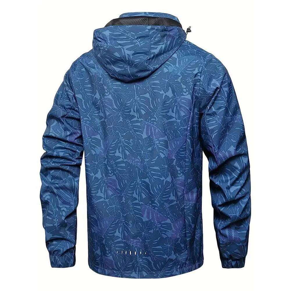 Men's Casual Waterproof Windbreaker Jacket Full Zip Up Hooded Shell Outdoor Hiking Coat For Autumn Plus Size