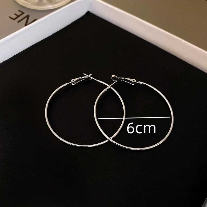 4cm 5cm 6cm Big Round Hoop Earrings for Women Gold Silver Color Exaggerated Smooth Metal Rock Simple Personality Jewelry Earrings XJ250814