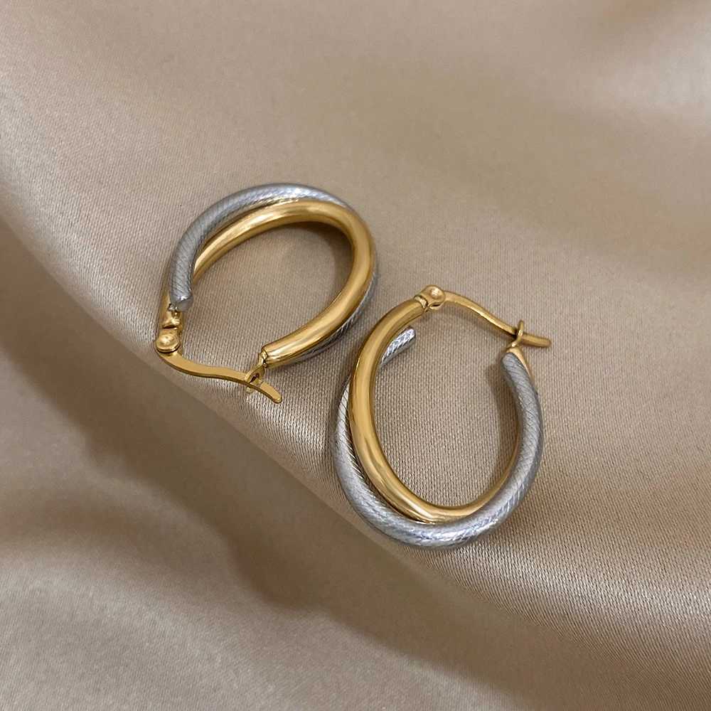 Stainless Steel U-Shaped Texture Earrings Women Classic Fashion Minimalist Hoop Earrings Waterproof Daily Jewelry Accessories XJ250814