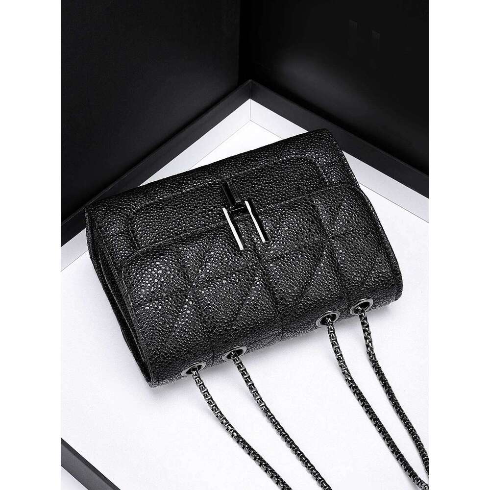 Classic Quilted Details Square High Quality PU Leather Large Capacity Casual Crossbody Bag Solid Color Dia Grid Chaig