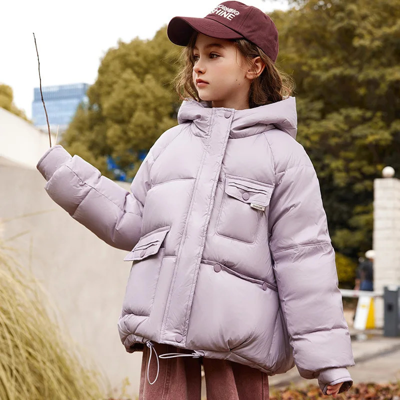 OLEKID Winter Down Jacket For Girl 90% White Duck Down Hooded Thick Warm Teenage Girl Outwear Coat 5-16 Years Kids Parkas 250813