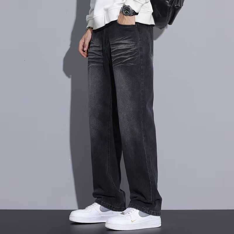 Special counter quality wide-leg jeans for men. 91% cotton. High-quality casual street trendy brand. Retro men's clothing. Straight fit.