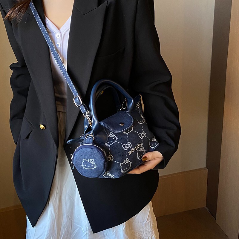 Women's Cute Cartoon Cat Printed Mini Handbag Free Shipping Designer Luxury New Single Shoulder Crossbody Bag Fashion Dumpling Bag Leisure Pendan