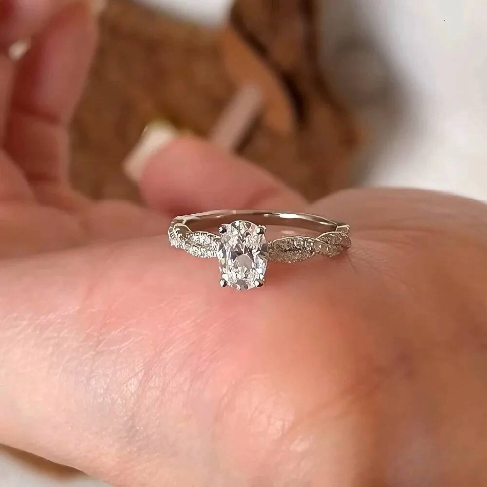 NKHOG 1CT Oval Moissanite Rings Women 925 Sterling Silver Wedding Anniversary Diamond Band Fine Jewelry GRA Certified Wholesale