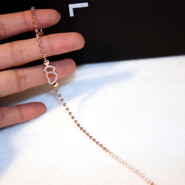 Spring and Summer New Korean Style Fashion Exquisite Zircon Heart-shaped Elegant Gold Bracelet Jewelry S00156