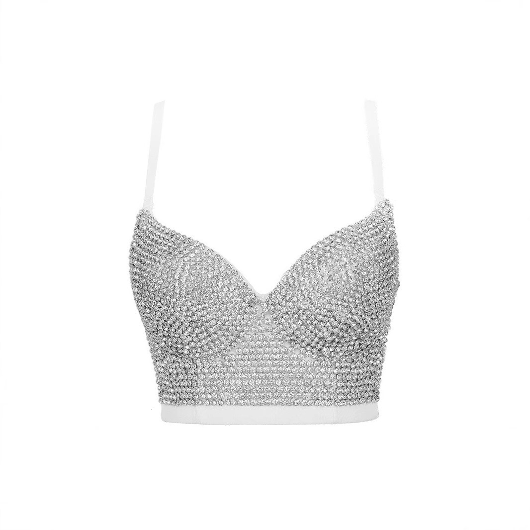 Luqiuguo Vest Camisole for Women Beaded Bra Camisole Vest for Outerwear Transparent Diamond Beauty Back Bra Integrated DB900 250226