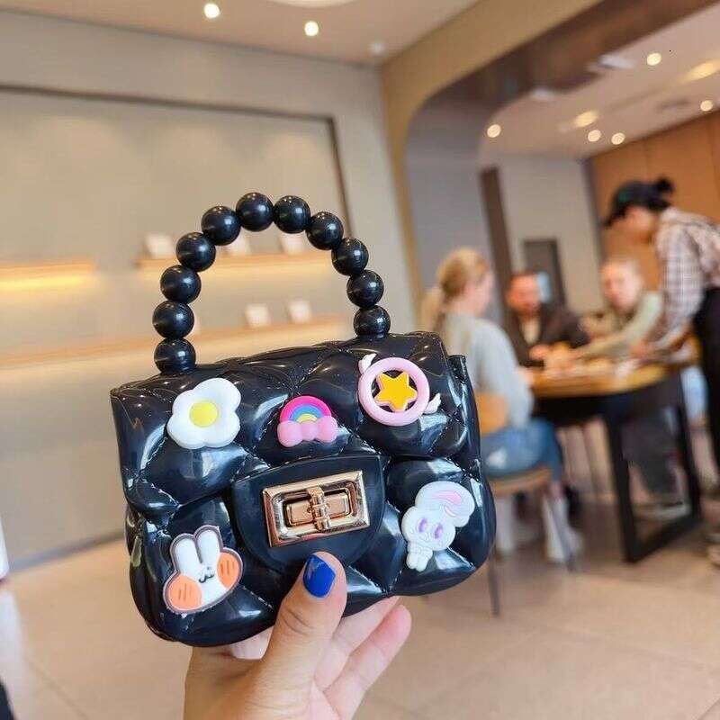 Children's Cute Cartoon Jelly Girls Silicone Coin Purse Messenger Bag Little Girl Mini Pearl Handbag