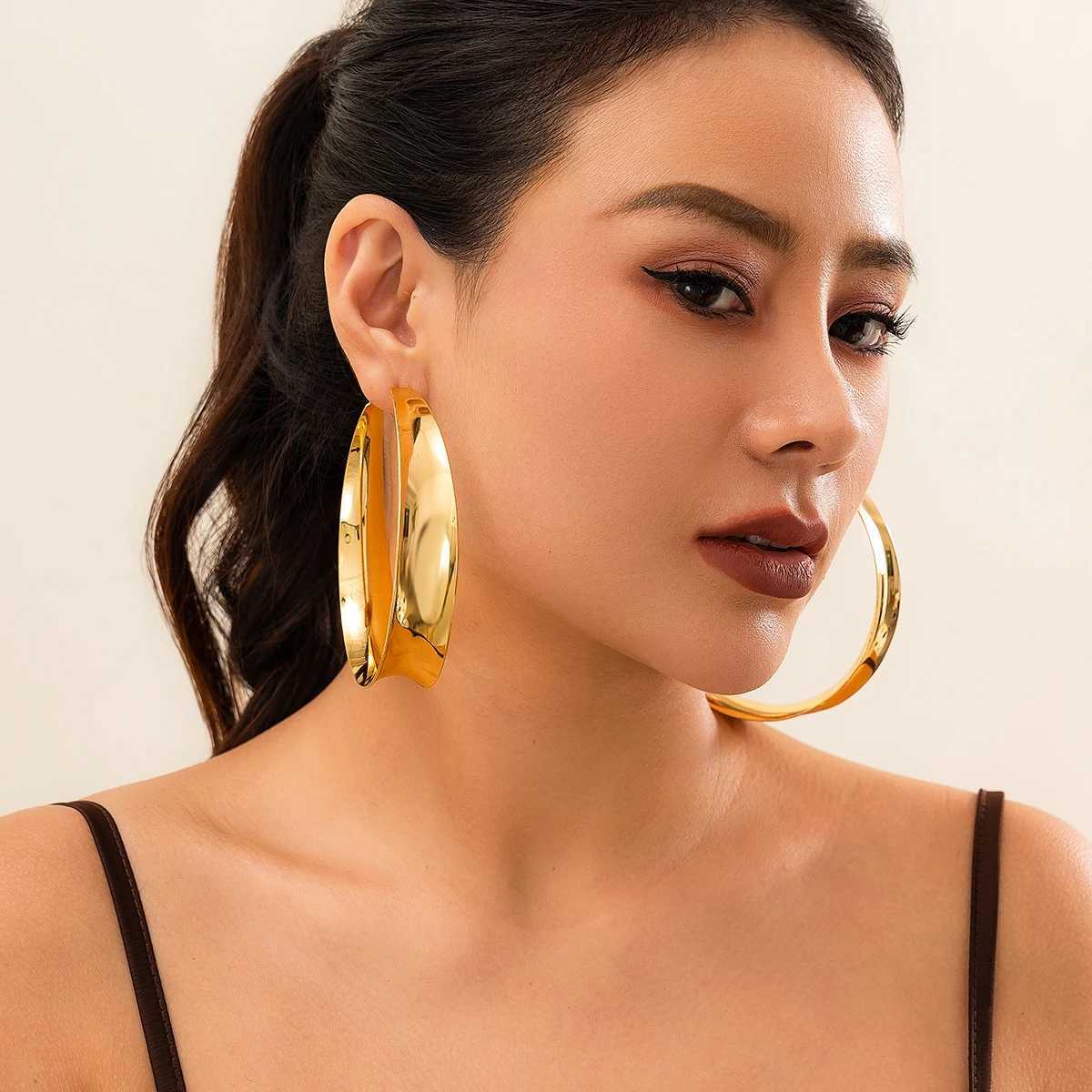KunJoe Exaggerated Big Hollow Out Round Hoop Earrings for Women Fashion Circle She Ear Rings Ladies Jewelry Gifts Festival XJ250814