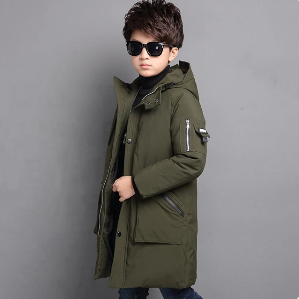 -30 degree children clothing boy clothes warm winter down cotton jacket Hooded coat Teen thicken outerwear kids parka 250813