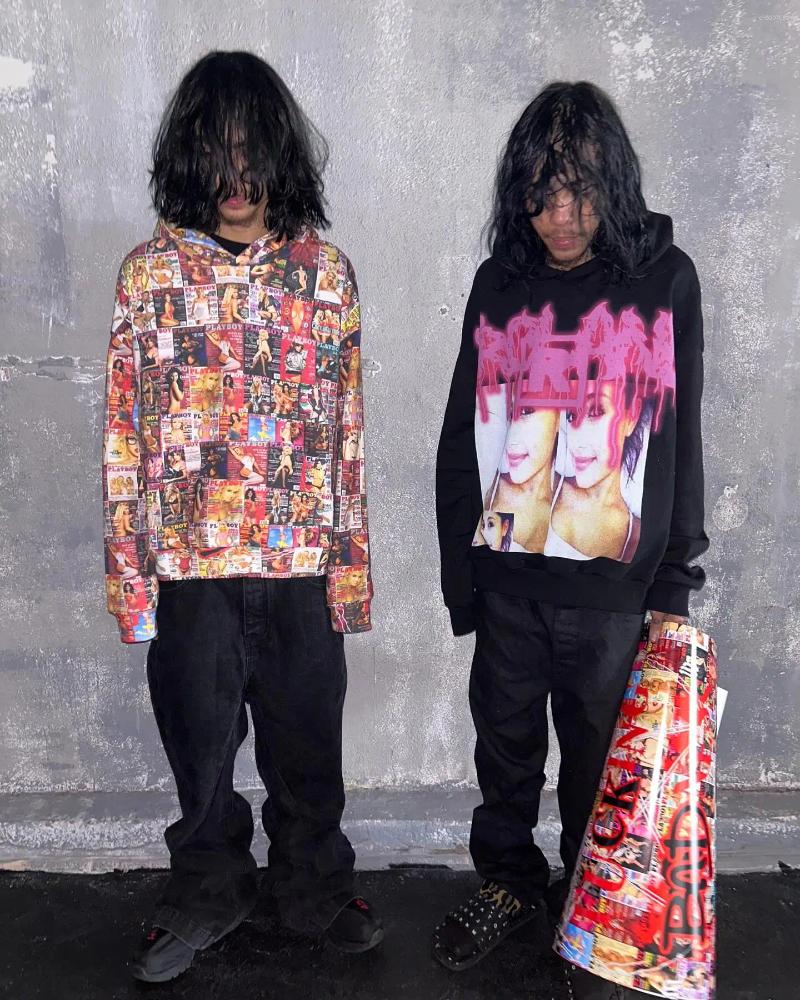 Mens Hoodies Harajuku Gothic Oversized Hoodie Drolandmiller Punk Women Streetwear Tops Grunge Sweatshirt Goth Clothes