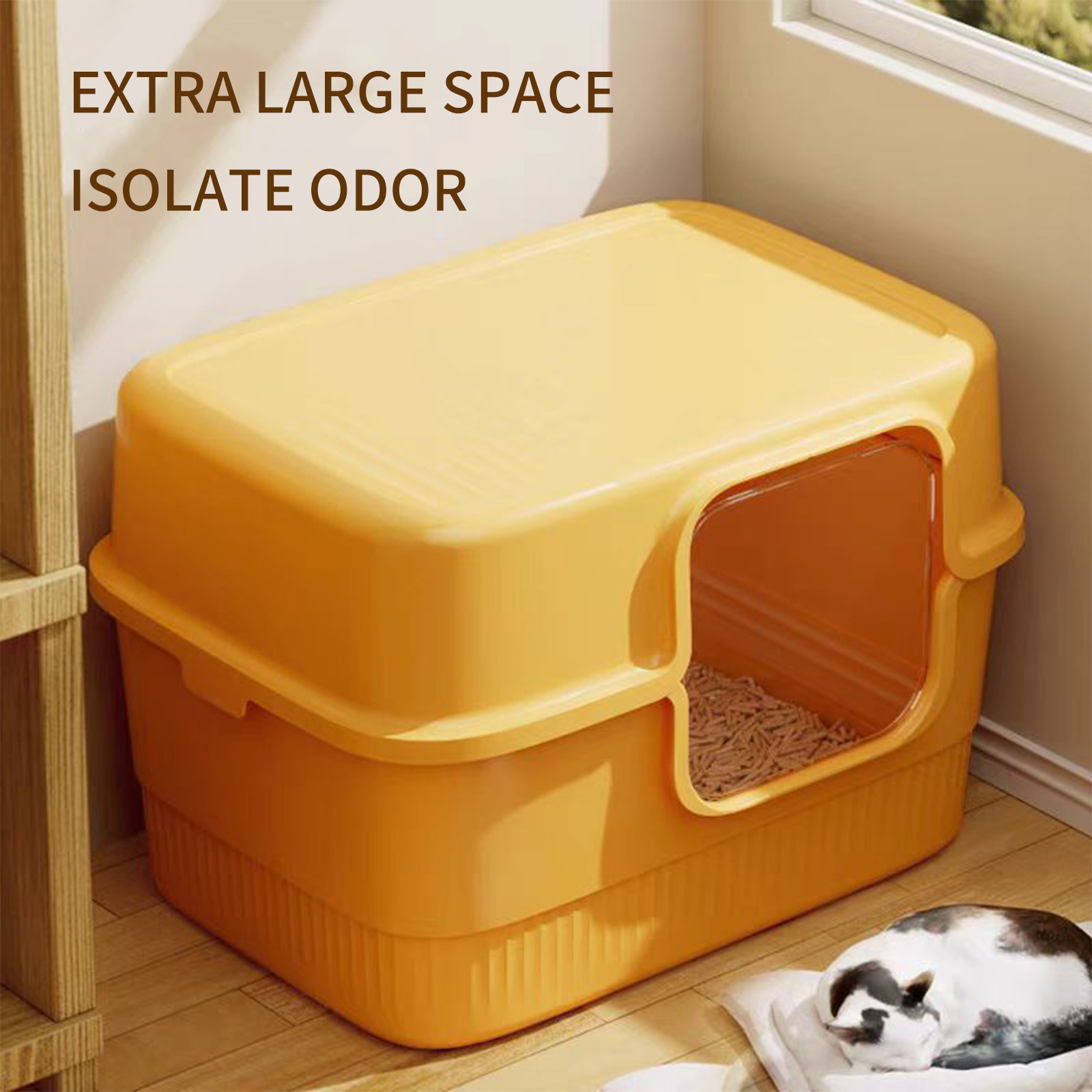 Cat litter box, oversized, fully enclosed, odorproof, deodorizing, giant cat toilet, splash proof, cat litter box, pet supplies