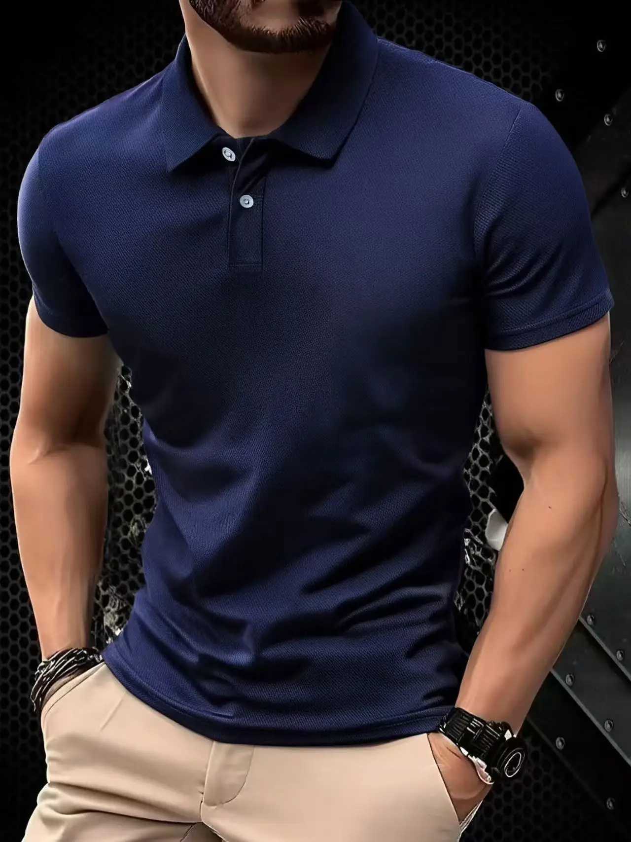 2025 New Mens Sports Korean Casual Trend Slim Fit Short Sleeve Silk Cotton Collar Solid Color T-Shirt Polo Shirt Polo XJ250804