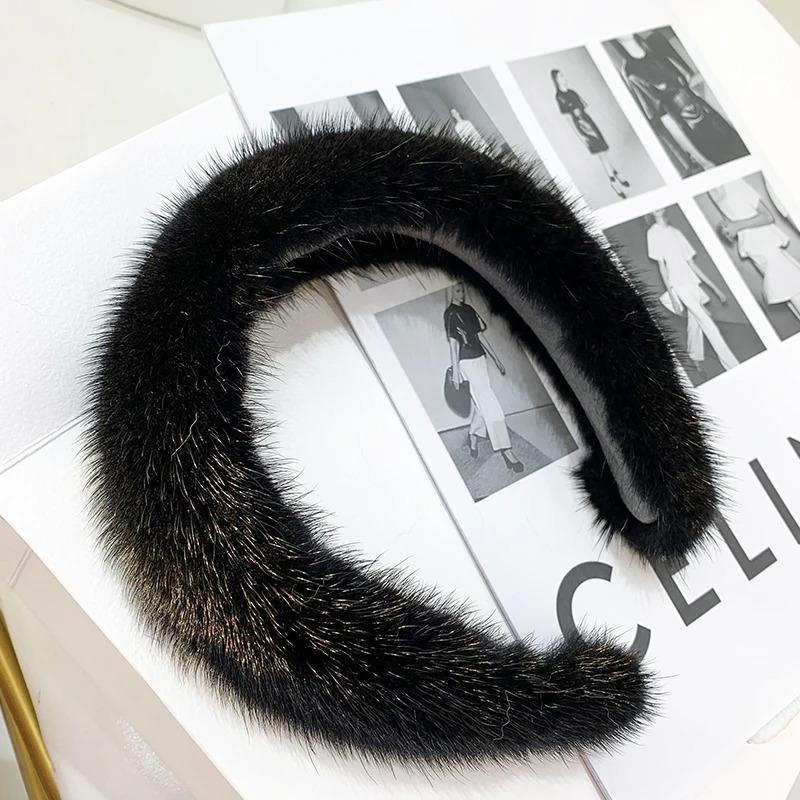 2025 Women winter 100% Real Mink Fur Headbands High Quality Real Fur Hair Band Lady Fashion Hair Hoop Furry Gift250812