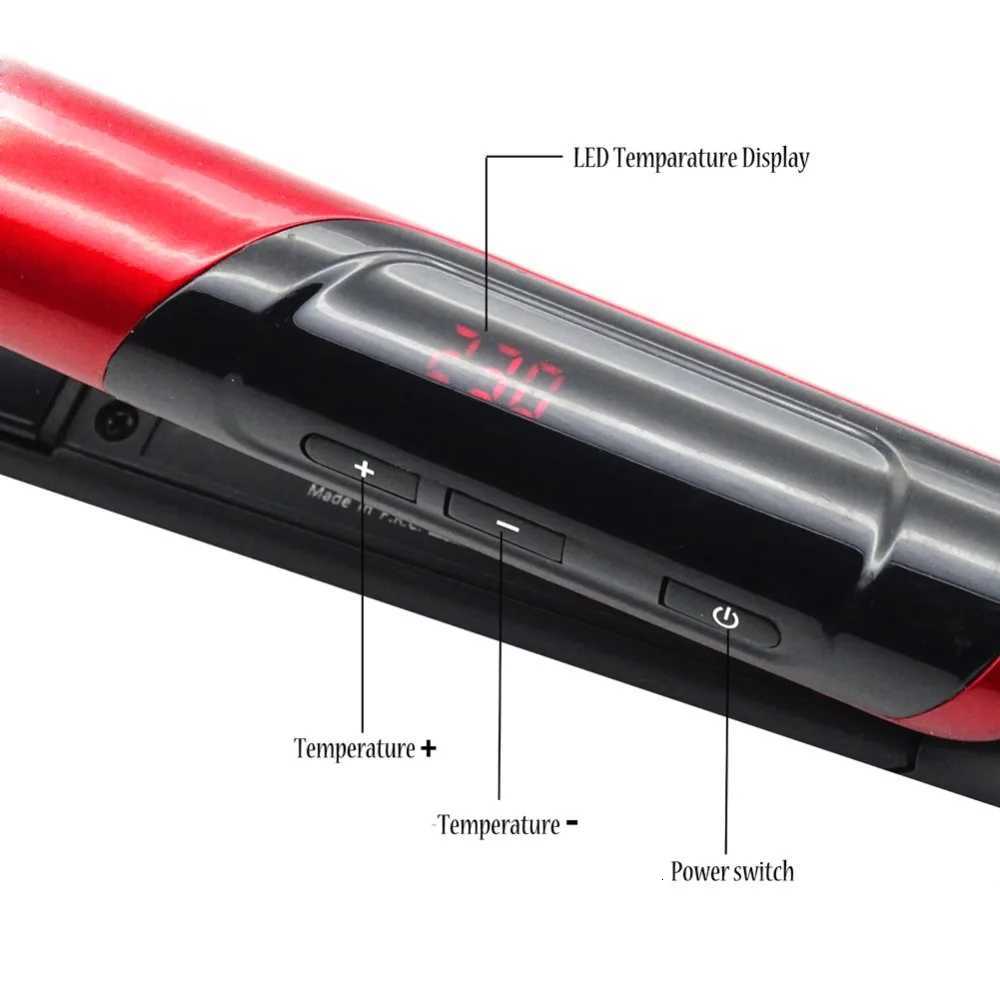 2-in-1 Hair Straightener Brush with LCD Display Ceramic Coated Comb Flat Iron Professional Hair Care Tool W250814