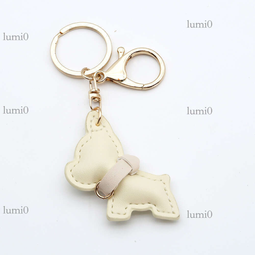 Creative Mini French Bulldog Puppy PU Leather Car Keychain Internet Celebrity Pendant Bag Accessory